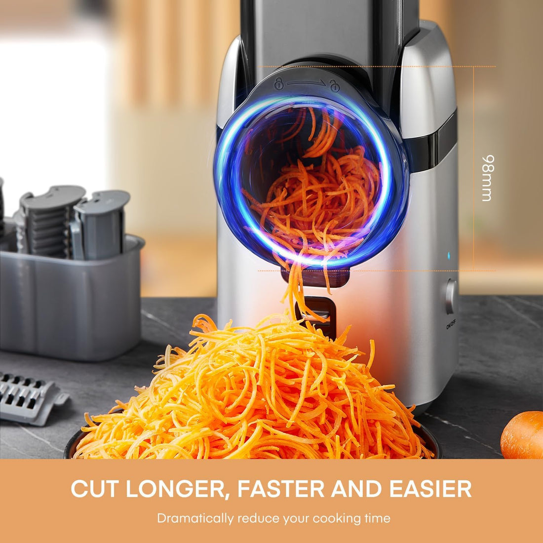 Electric Vegetable Slicer with 3 Interchangeable Blades