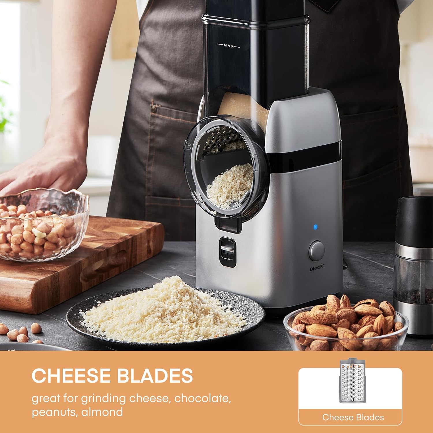 Electric Vegetable Slicer with 3 Interchangeable Blades