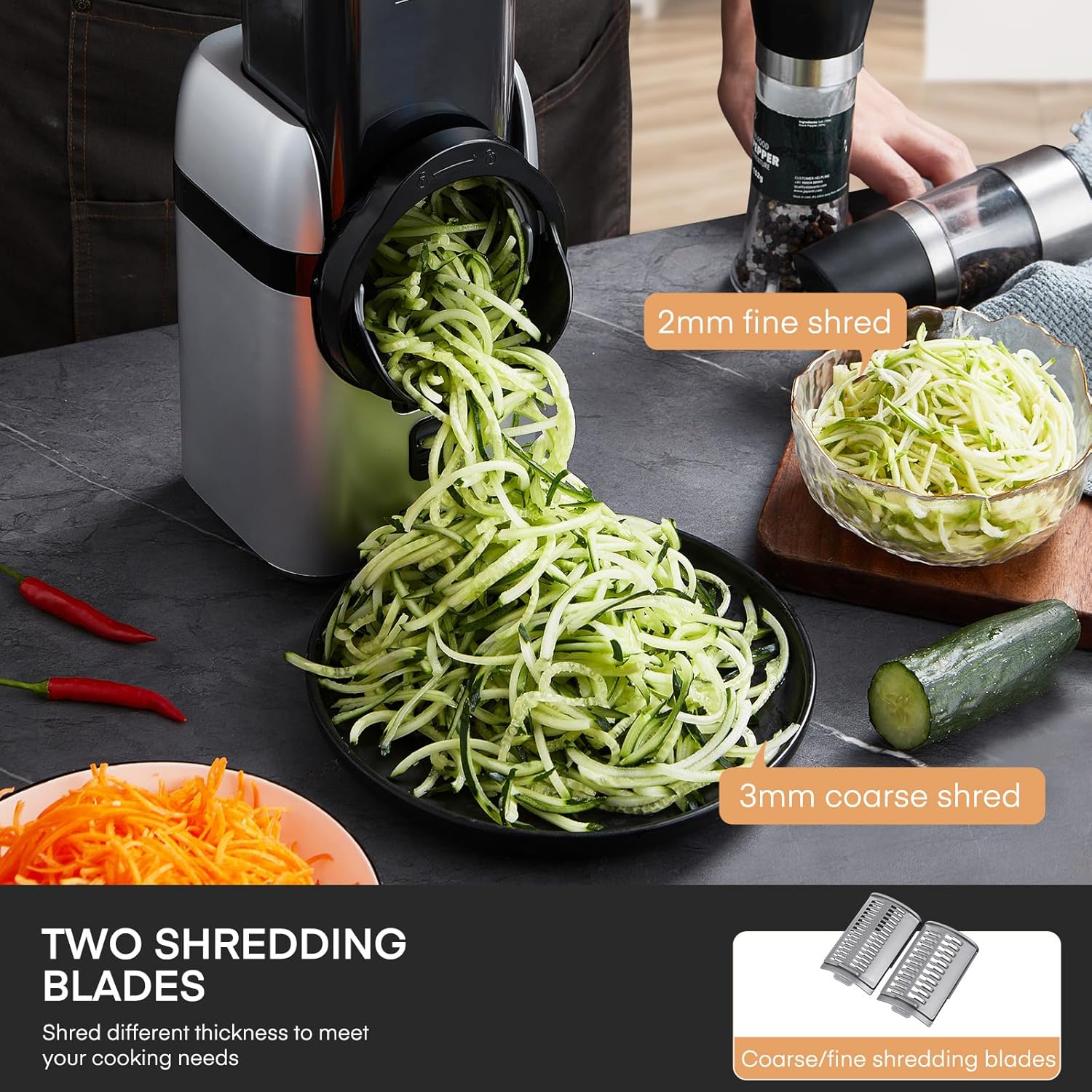 Electric Vegetable Slicer with 3 Interchangeable Blades
