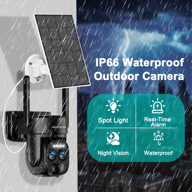 Dual-Lens Solar Security Camera with 8X Zoom