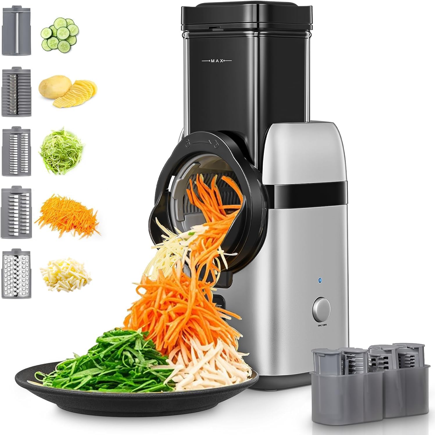 Electric Vegetable Slicer with 3 Interchangeable Blades