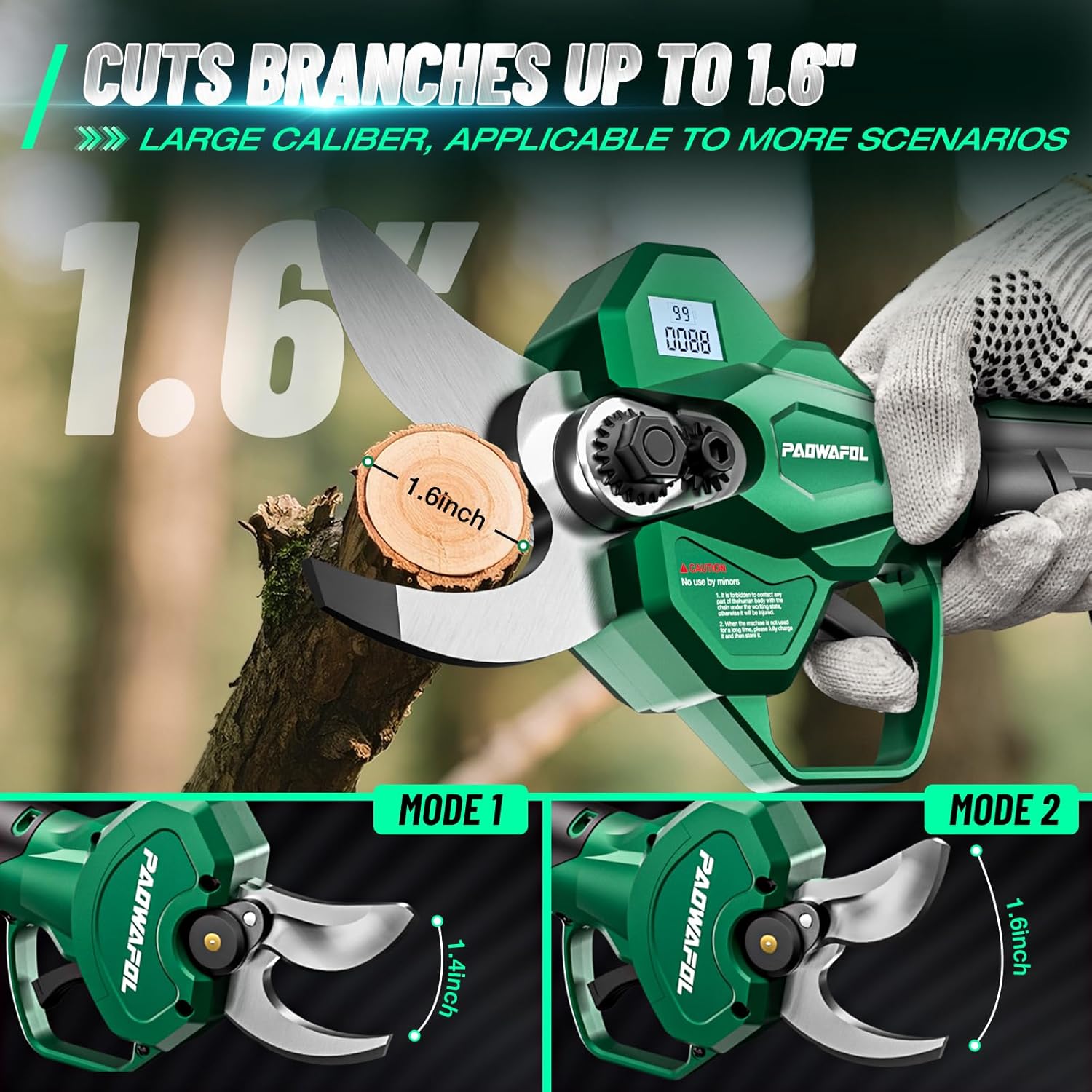 21V Electric Pruning Shears with 2 Batteries, Charger & Blades – Cuts Up to 30MM